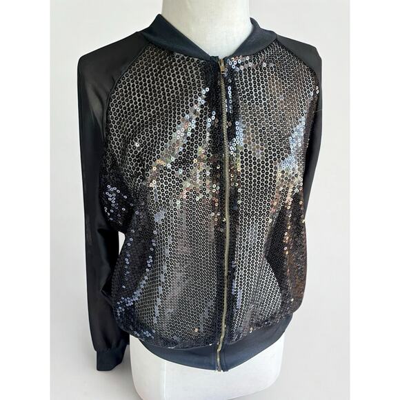 Gothic Sequin Bomber Jacket Sheer Gold Tiger CLEO Apparel WhimsyGoth Alt M-L - Picture 2 of 5